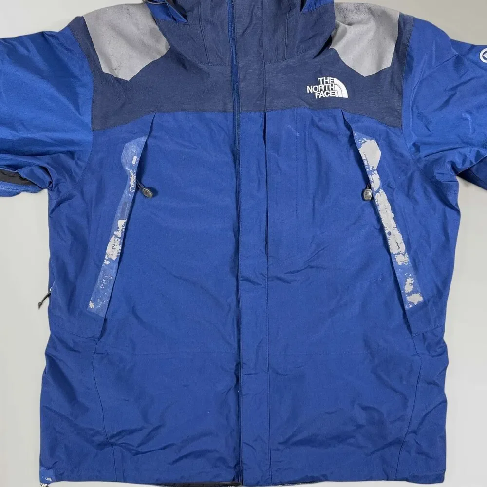 Vintage North Face Mens Summit Series Gore-Tex Jacket Blue Hooded Shell Size Lrg